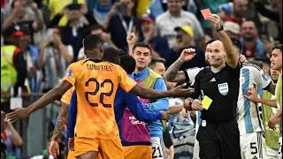 Red Card to Denzel Dumfries - Argentina Vs Netherlands players fight in FIFA World Cup Qatar
