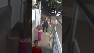 A wave hit mother and child #storm #hurricane #funny #wave #trending #scary
