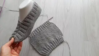 İki Şiş Bay Bayan Patik Modeli / &Ccedil;ok Kolay Patik Yapımı / Knit Slippers/ Knit Socks