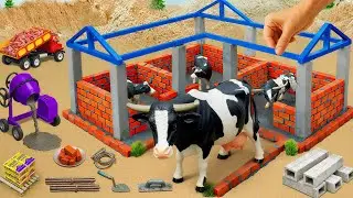 Science Project Builds a Mini Brick Cow Shed with Three Strong Sections  DIY Mini Tractor