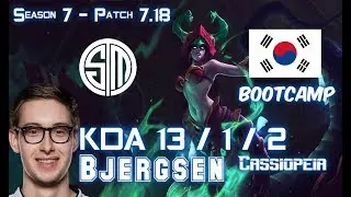 TSM Bjergsen CASSIOPEIA vs LUCIAN Mid - Patch 7.18 KR Ranked