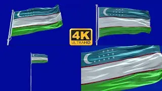 Uzbekistan flag blue screen 4k