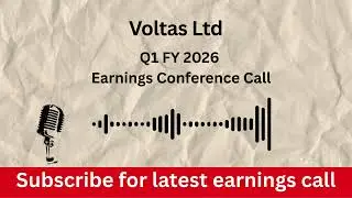 Voltas Ltd Q1 FY 2026 Earnings Conference Call