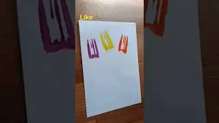 Tulip flower painting using fork spoon and bottle cap #acrylic painting #simple technique #shorts