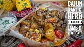 CAJUN GARLIC HERB BUTTER LAMB & VEG BOATS