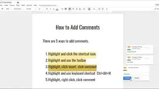 Adding comments on Google Docs