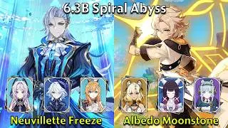 C0 Neuvillette Freeze & C2 Albedo Moonstone - Genshin Impact 6.3b Spiral Abyss Full Clear