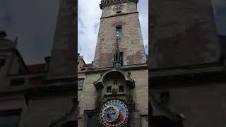 Prague clock tower under April 2020 lockdown