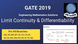 GATE 2019 Engineering Mathematics Solutions for all branches Limit  Continuity and differentiability