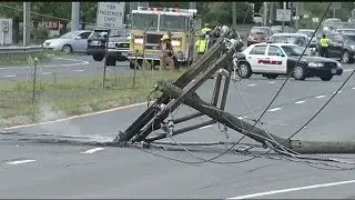 Utility pole knocked down in Hadley caused outages & road closures