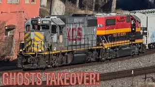 [HD] TWO KCS GRAY GHOSTS IN DOWNTOWN KC! TRAINS AT THE BOTTOMS, ARMOURDALE & UNION STATION! 