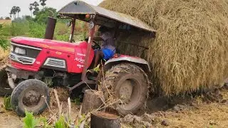 Mahindra 555 power plus tractor with fully loaded trolley stuck | #Mahindratractor - #ComeForVillage
