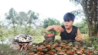 Find and cook snail in Lake   Collect Snail Cooking For Food Eating delicious