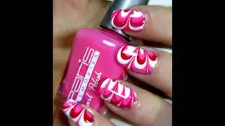 Valentine Nails [Water Marble Tutorial Nail Art]