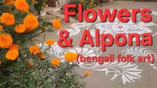 ALPONA  AND  FLOWERS. 💐 BEAUTIFUL MARIGOLD AND OTHER FLOWERS  BLOOMED. 🏵  GARDEN AND WATERGARDEN. 🪷