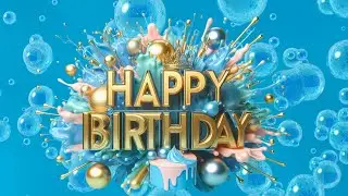 3-Hour 3D Happy Birthday Background | Elegant Blue, Pink & Gold with Animated Bubbles