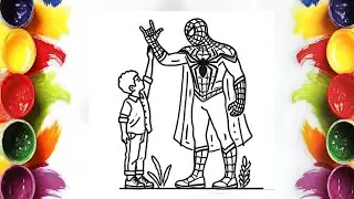 Relaxing Learning: How to Color Spider-Man Hand Touch with a Boy | Mini Artist Coloring Tutorial