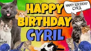 Happy Birthday Cyril! Crazy Cats Say Happy Birthday Cyril (Very Funny)
