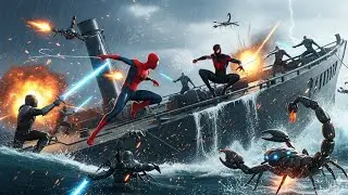 Spider-Man & Miles Morales vs Army on Sinking Ship | Epic Sea Battle 🔥 | PS5 4K 120FPS