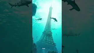 Photoshop Art Challenge: Underwater x Eiffel Tower 🦈🥐 ✨ #shorts #photoshop