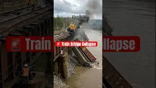 Caught on camera: Freight Train Hangs Off Broken Bridge #shorts