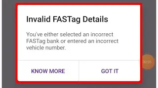 Fix Invalid FASTag Details You've either selected incorrect FASTag bank or entered problem PhonePe