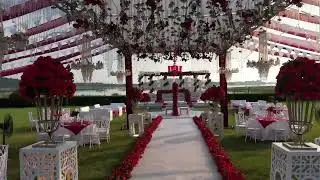 Outdoor lawn barat red theme event in rawal wedding MarQuee Islamabad 