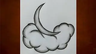 Easy and beautiful clouds ⛅ with moon 🌙 | easy pencil drawing for beginners |  Moon drawing