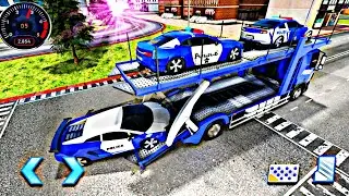 US Police Car Park Transporter Driving - Police Trailer Truck Driver Simulator || Unique Games