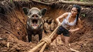 100 Days Solo Survival: Wild Boar Trap, Hard Choices, and Compassion