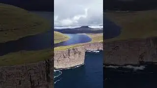 S&oslash;rv&aacute;gsvatn - The Floating Lake of the Faroes. #drone #lake #ocean #waves #camping