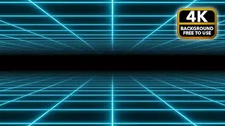4K Light Blue Neon Grid 💎 | Futuristic Digital Loop | Retro Background