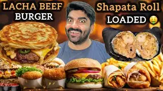 Lacha puratha Beef peti Burger 🍔| Shapata Roll fully loaded juicy yummy burger rolls Meerath Grill 