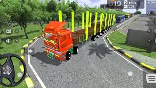 EXTREME EXTRA LONG FLATBED TRUCK DRIVING IN CITY ROADS | BUS SIMULATOR INDONESIA