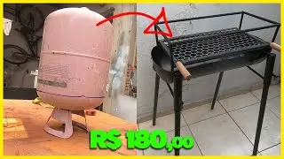 CHURRASQUEIRA FEITA COM CILINDRO DE GAS COM PÉ REGULAVEL