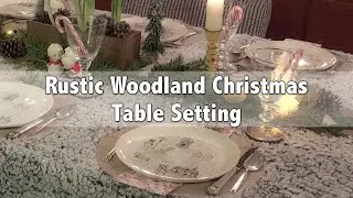 Farmhouse Christmas Tablescape Idea - Woodland Rustic Table Setting