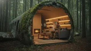 Secret Forest Room Built Inside an Old Airplane | Cinematic ASMR