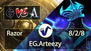 Razor Dota 2 - Arteezy - 8/2/8 - Safe Lane / Pos 1 - EG VS Team Aster - TI10 Group Stage