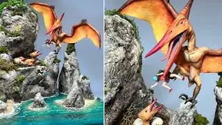 PTERANODON feeds her babies! Resin Diorama