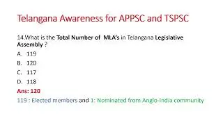 Telangana Awareness for APPSC and TSPSC || Group-I , Group-II , Group-III and Group-IV ||UPSC ||