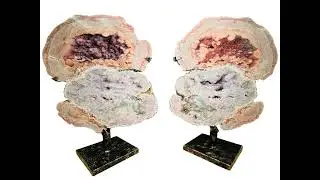 PINK AMETHYST FREEFORM CRYSTALS ON STAND | 2 PIECE SET