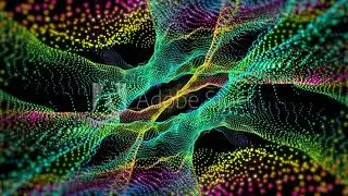 Seamless 3D colourful abstract fractals on black background.