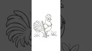 Easy step by step rooster drawing/rooster drawing and coloring. Part 1