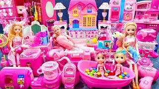 25 Minutes Satisfying with Unboxing Barbie Pink Bedroom, Kitchen Furniture Play Set Review Toys ASMR