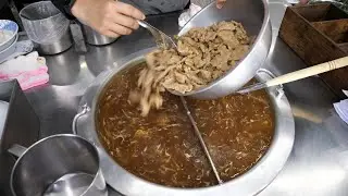 Starch-coated Shredded Pork Thick Soup(Plain Soup, Steamed Rice) - Taiwanese Street Food 羅東美食 肉焿慶