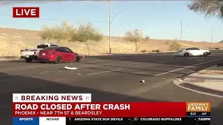 North Phoenix road blocked after serious 4-car crash