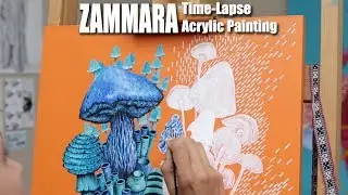 Zammara | MUSHROOM/Cicada Acrylic PAINTING - Time Lapse