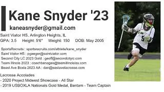 Kane Snyder   Highlight Video Dec 2020