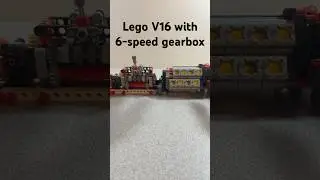 Lego V16 with 6-speed gearbox test #lego #legoengine #simplymybuilds #legomotor #legoparts