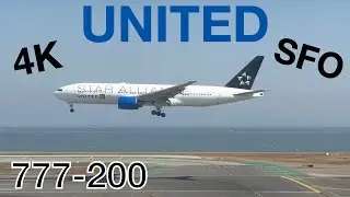 Simultaneous touchdown parallel landing beside United 777-200 (N794UA) into SFO on Runway 28L/R